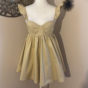 NWT Sky to Moon Tan Ruffle Baby Doll Dress
